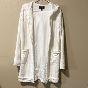 Laundry By Shelli Segal Textured Cream Hooded Cardigan